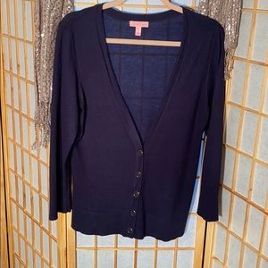 🌴Really Pulitzer deep V-neck blue sweater